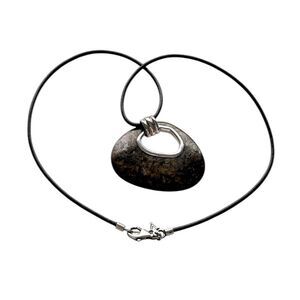 Silpada N2014 Retired Bronze Age Necklace Bronzite Leather Sterling Silver